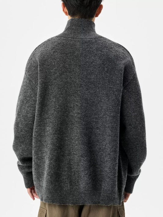 Wool cardigan knitted sweater for men