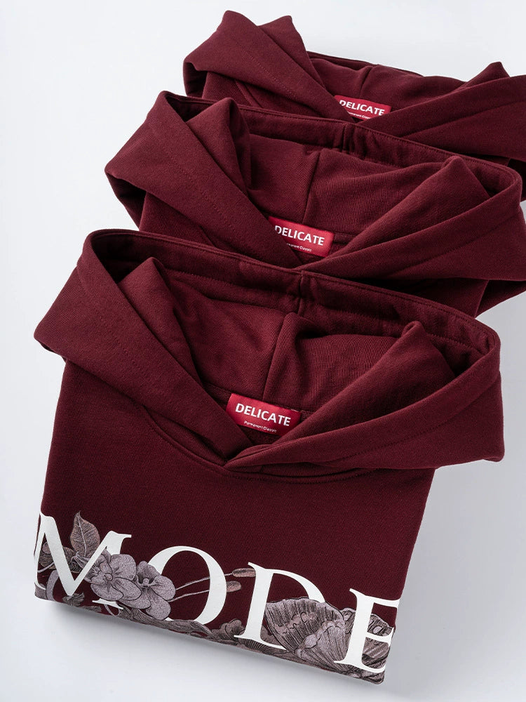 26 New Year Red Print Hoodie