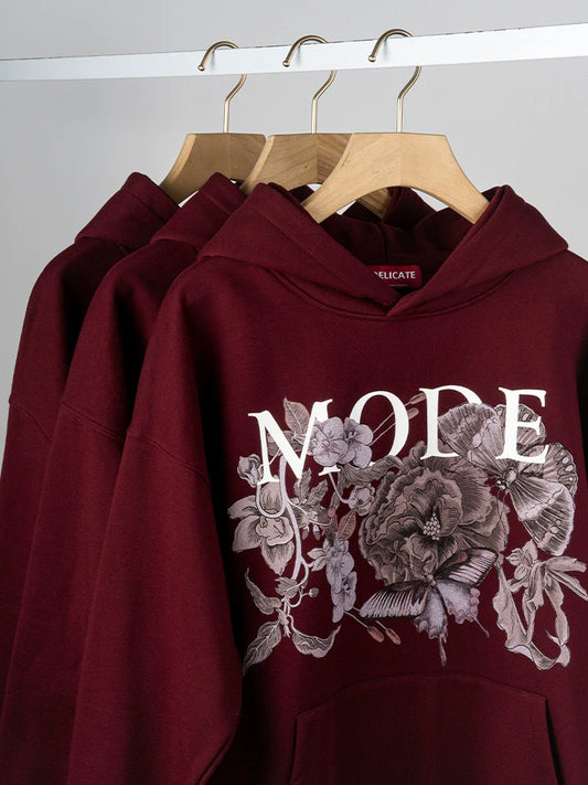 26 New Year Red Print Hoodie