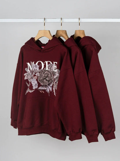 26 New Year Red Print Hoodie