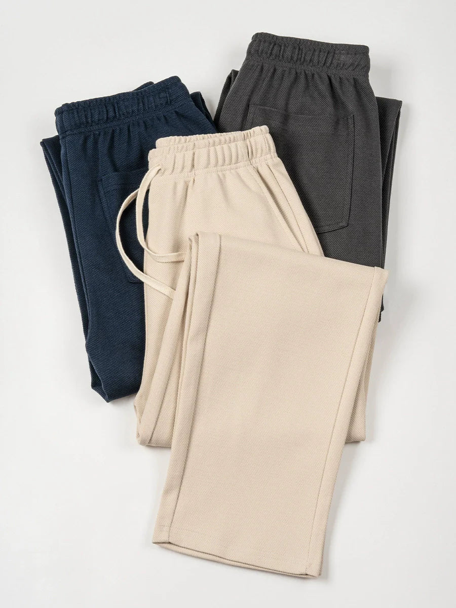 26 Men's straight-leg twill trousers, loose fit