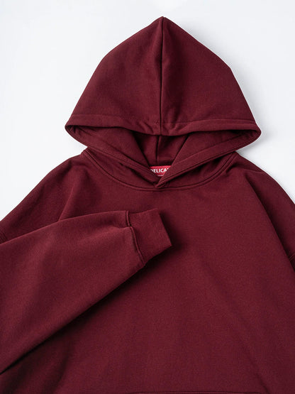 26 Solid color fleece-lined hooded sweatshirt