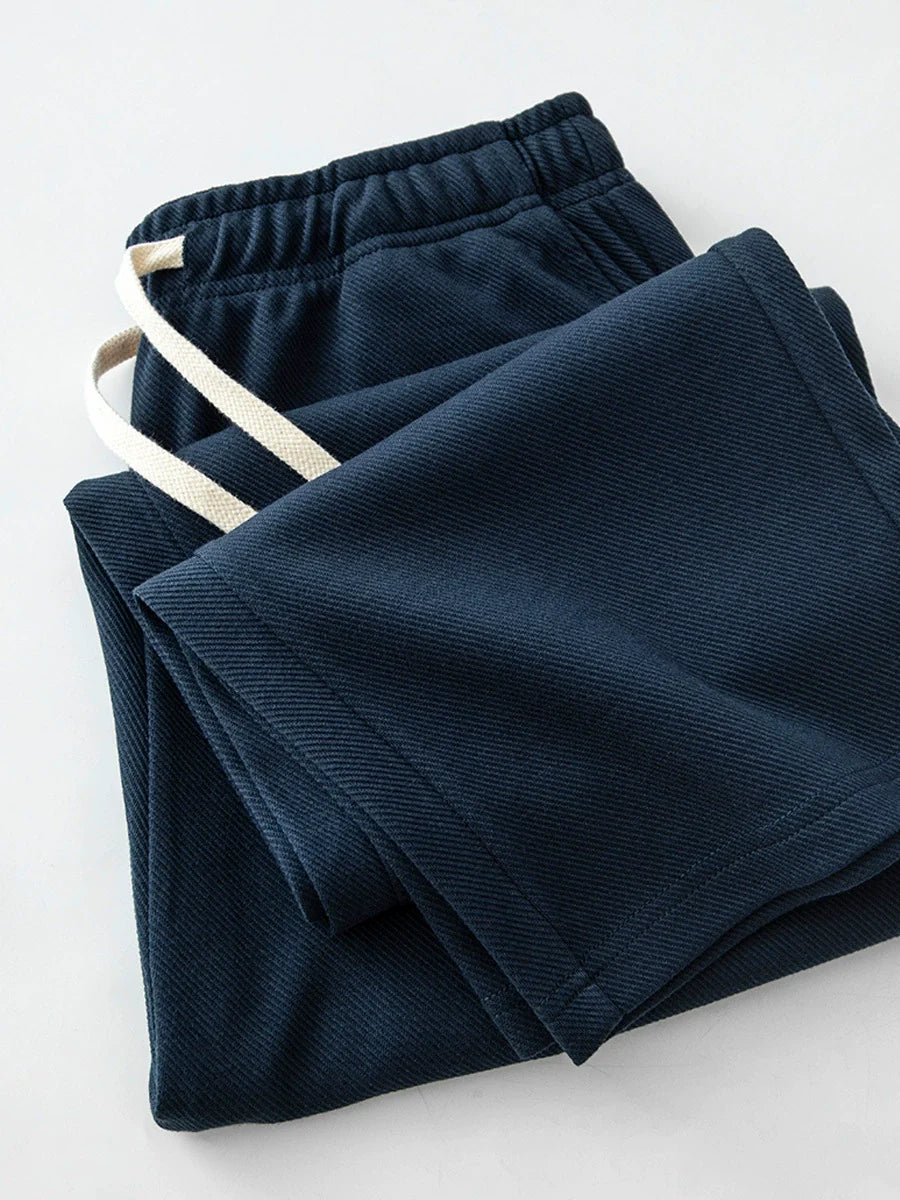 26 Men's straight-leg twill trousers, loose fit