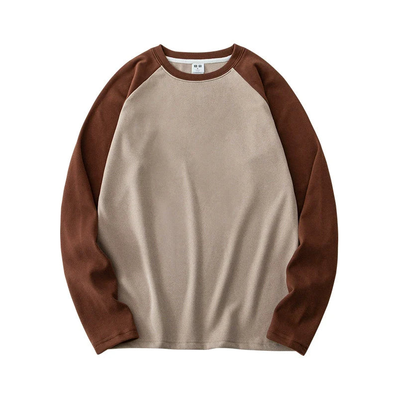 26 Double sided velvet round neck long sleeved T-shirt for warmth and thickened velvet