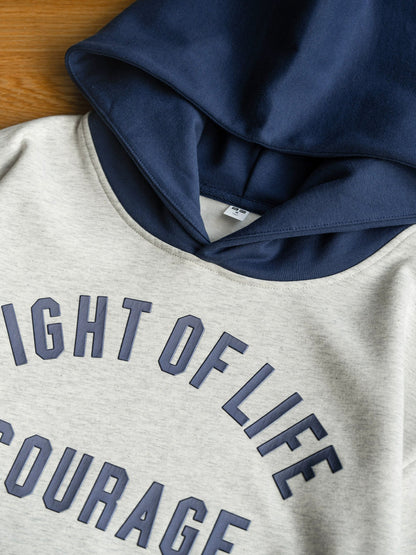 26 New fleece contrasting hooded sweatshirt with couple's steel stamp